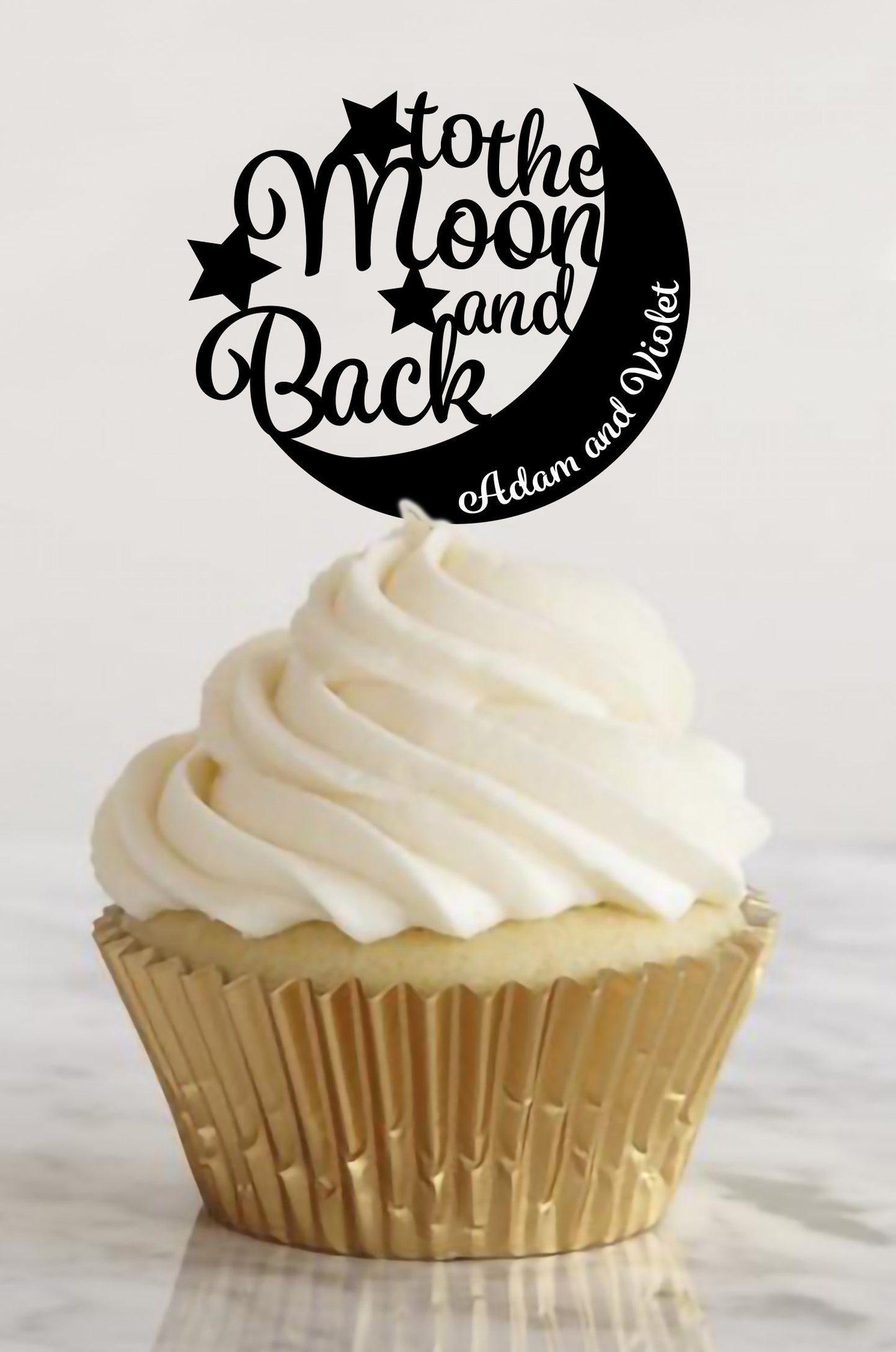 To The Moon and Back, Cake Topper for Wedding, Anniversary, Custom Cake Topper