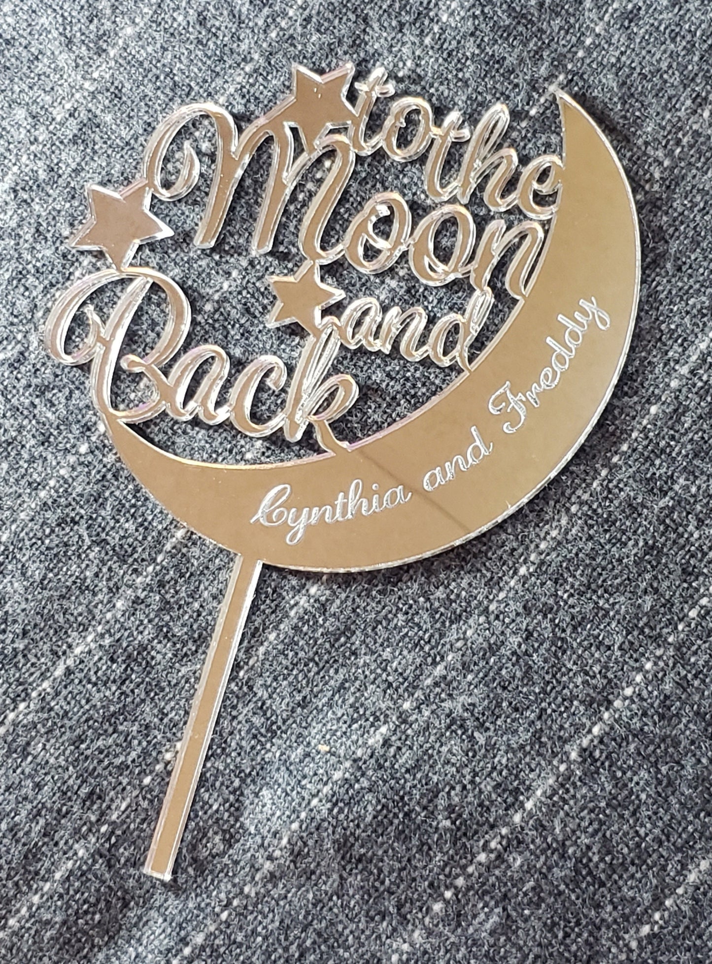 To The Moon and Back, Cake Topper for Wedding, Anniversary, Custom Cake Topper