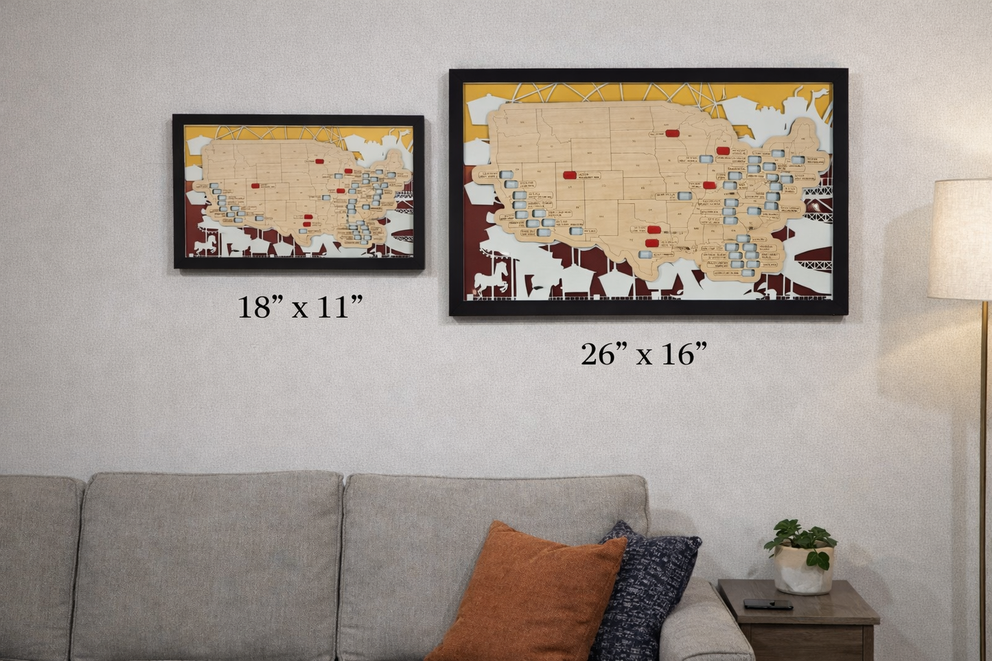 Handmade USA Amusement Park Map: Roller Coaster Fan Gift
