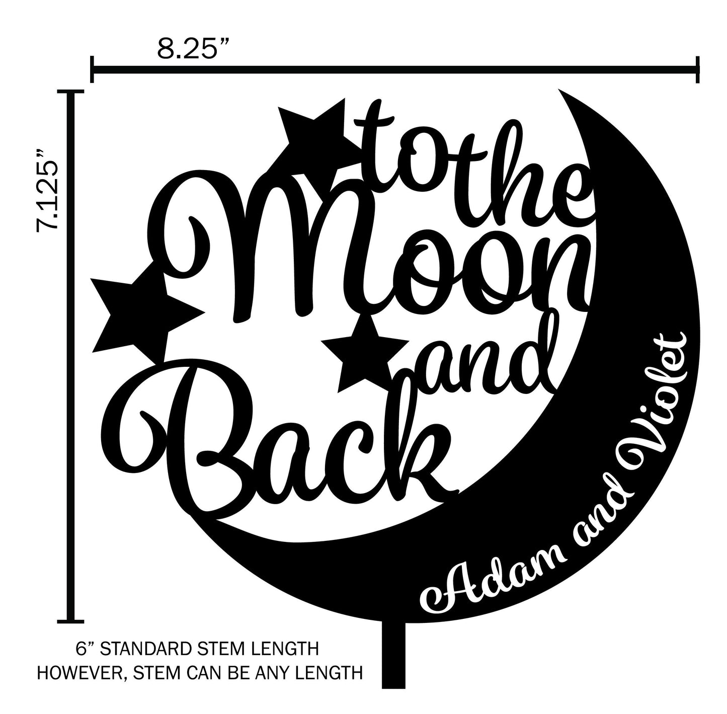 To The Moon and Back, Cake Topper for Wedding, Anniversary, Custom Cake Topper