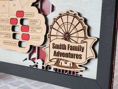 Handmade USA Amusement Park Map: Roller Coaster Fan Gift