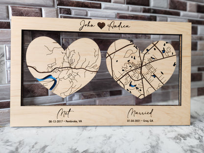 Where It All Began with 2 Maps, Where We Met & Where We Tied The Knot