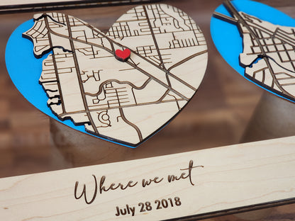 Where It All Began with 2 Maps, Where We Met & Where We Tied The Knot