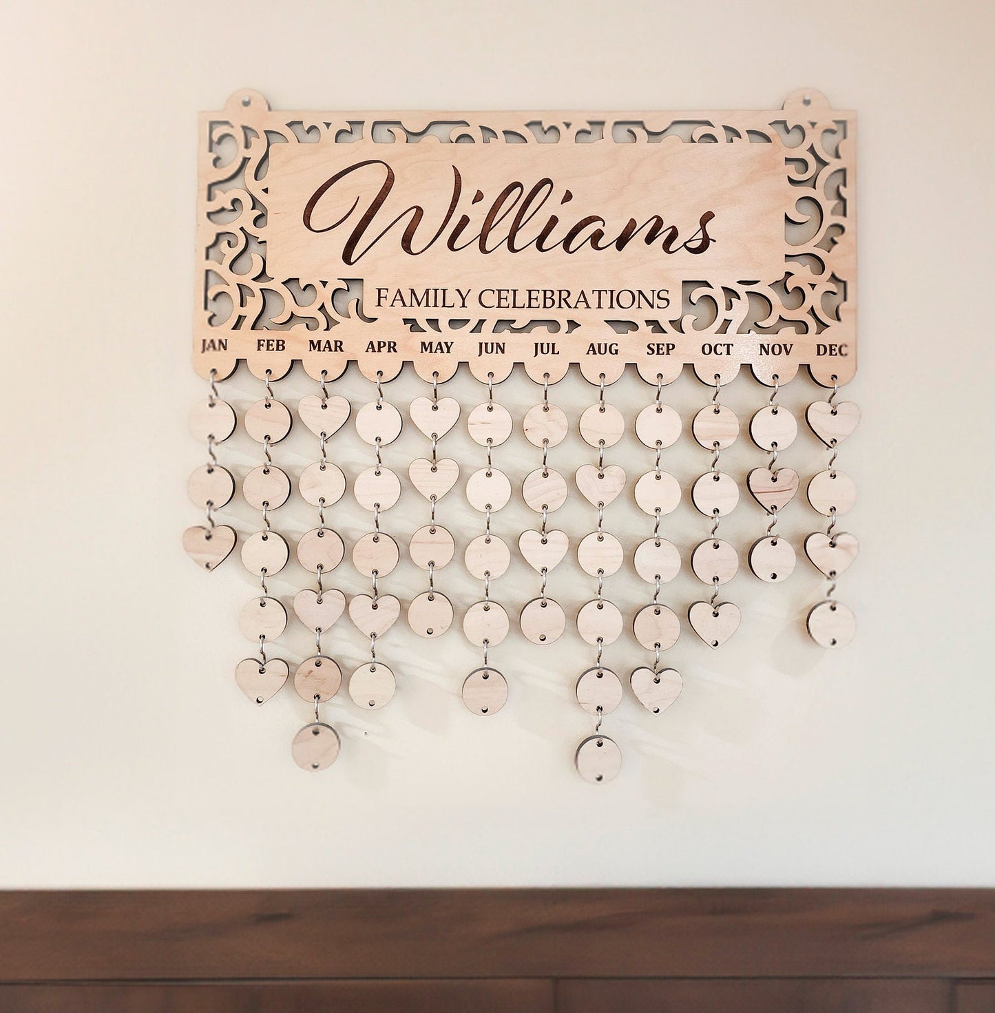 Family Celebrations Board  - Personalized and Engraved Wood Calendar