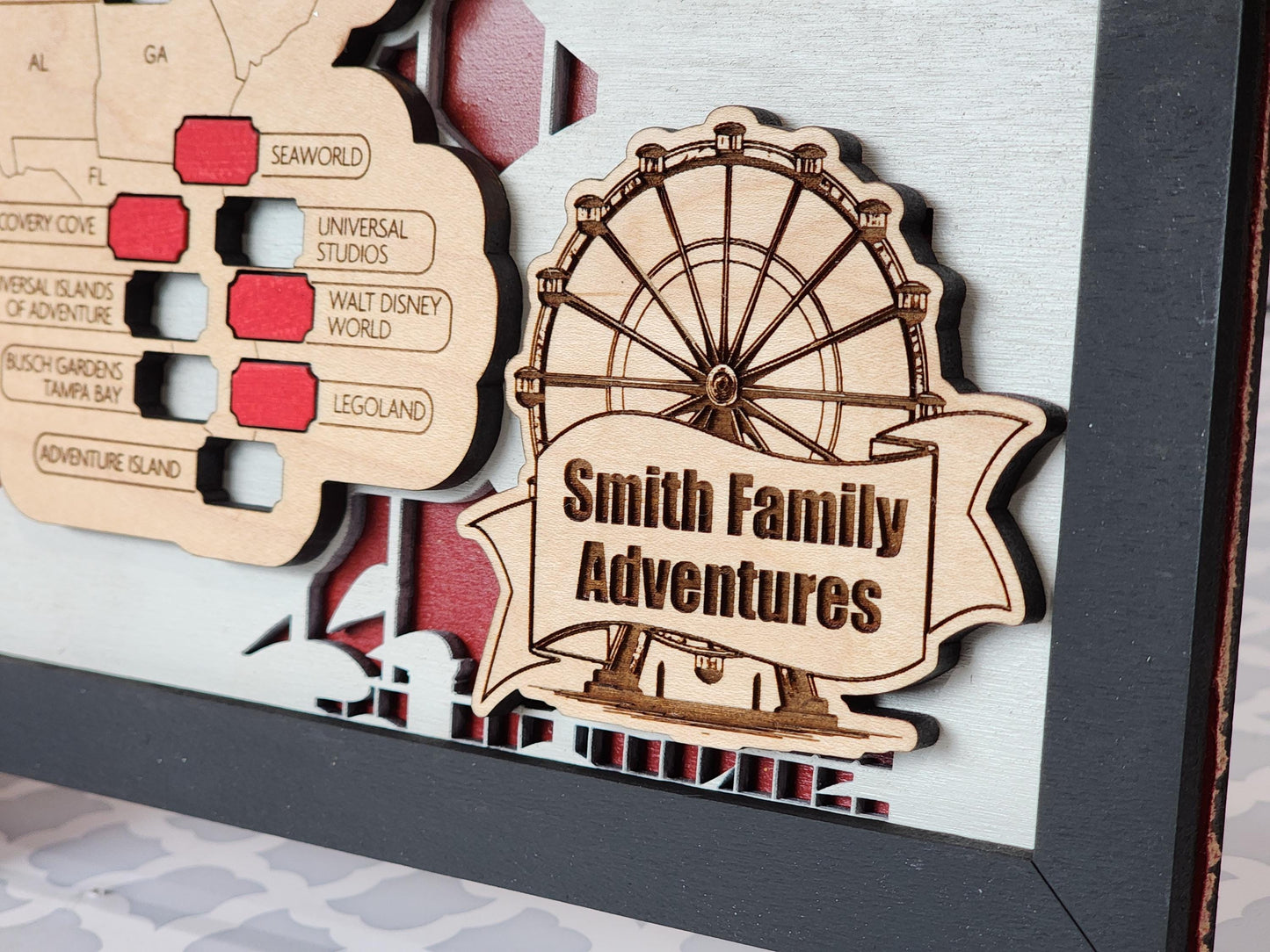 Amusement Park Map United States - Gift for Roller Coaster Fan - USA Theme Park Map