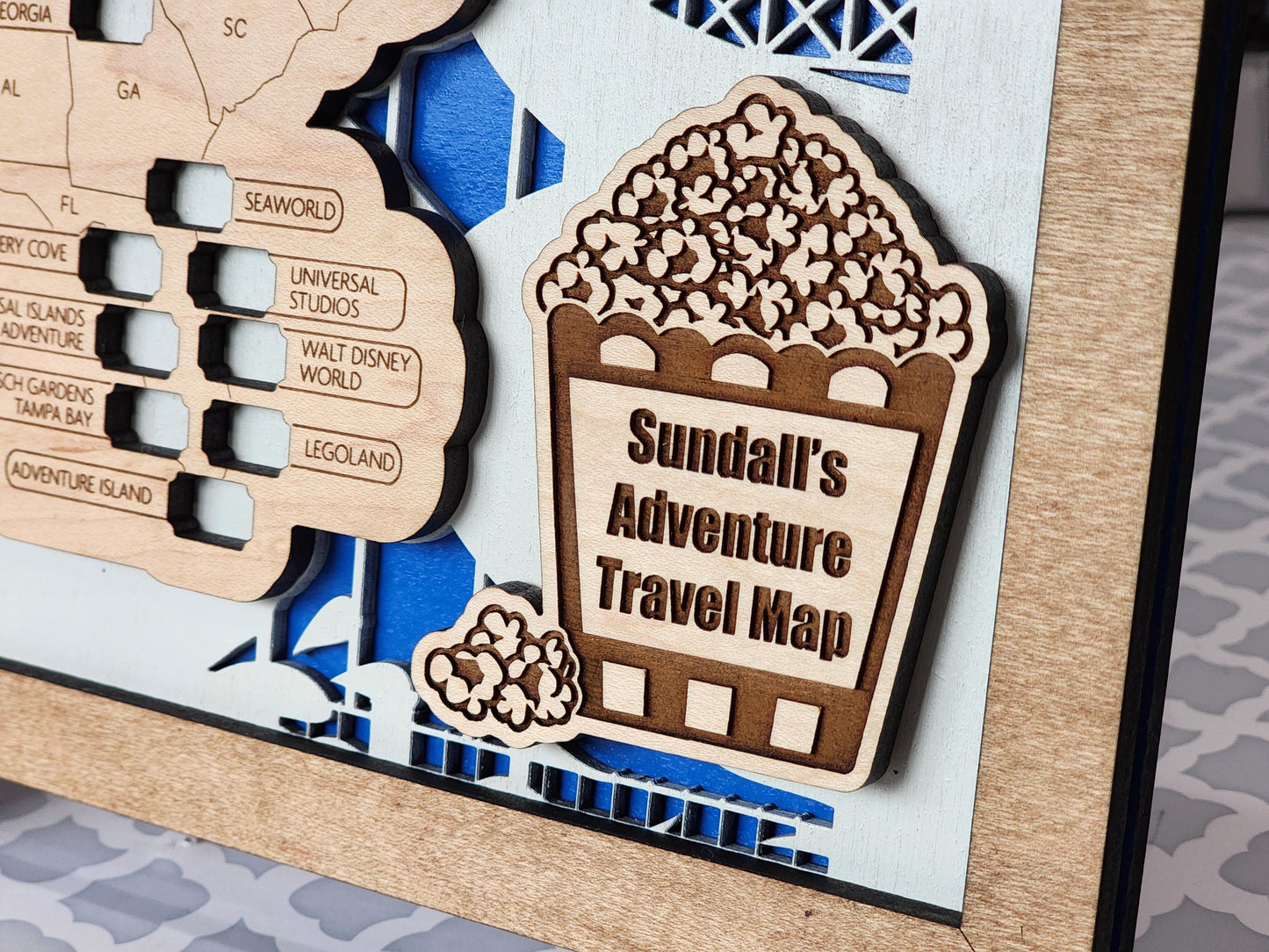 Amusement Park Map United States - Gift for Roller Coaster Fan - USA Theme Park Map