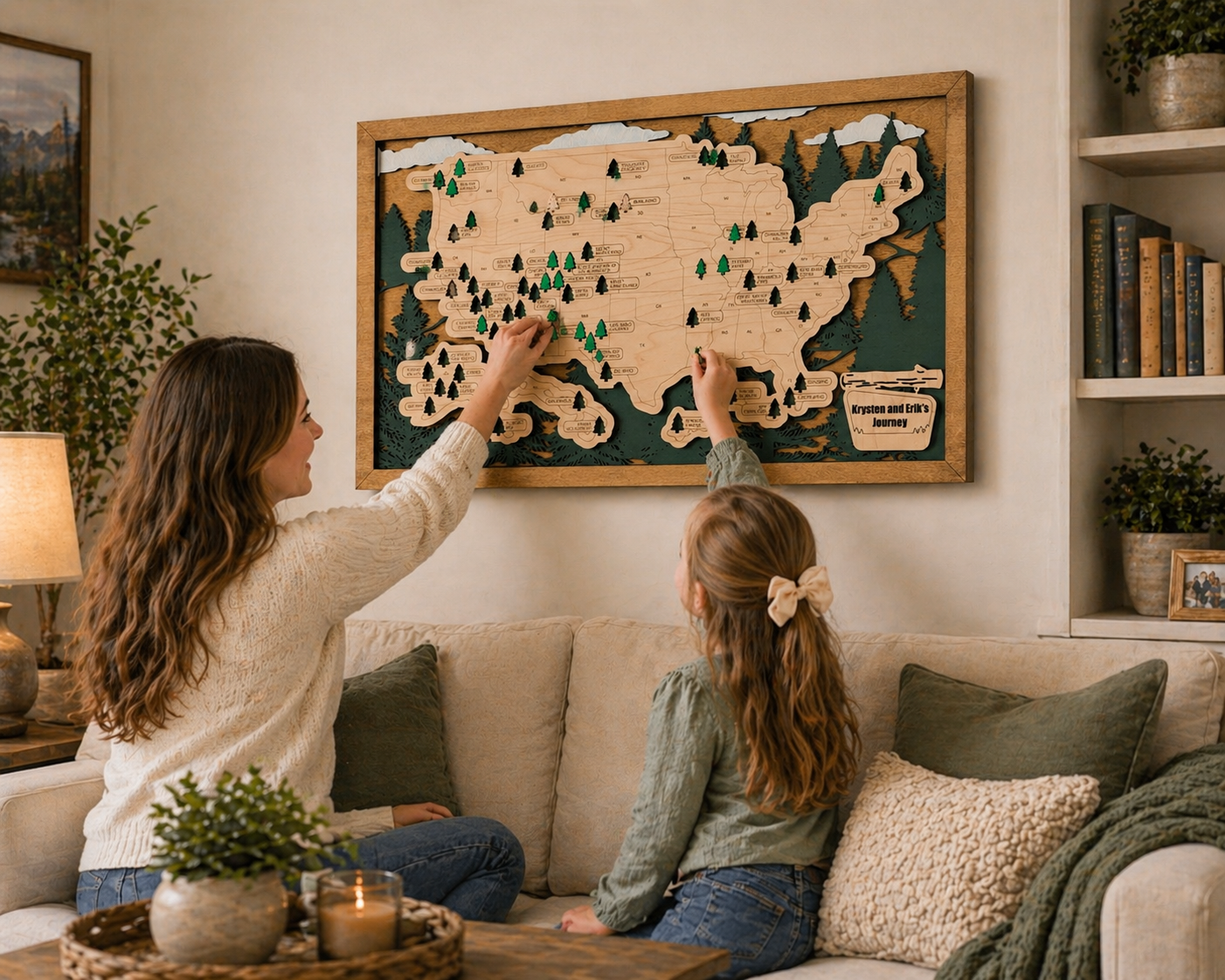 Handmade National Parks USA Map, Family Road Trip Tracker