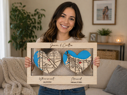 Where It All Began with 2 Maps, Where We Met & Where We Tied The Knot