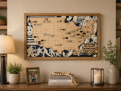 Custom NHL Hockey Stadium Map Tracker: Gift for Hockey Fan