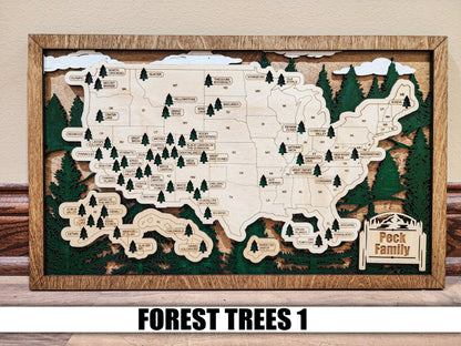 Handmade National Parks USA Map, Family Road Trip Tracker