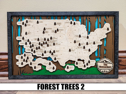 Handmade National Parks USA Map, Family Road Trip Tracker