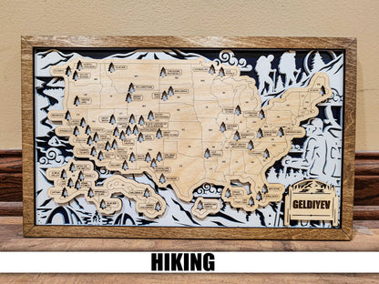 Handmade National Parks USA Map, Family Road Trip Tracker