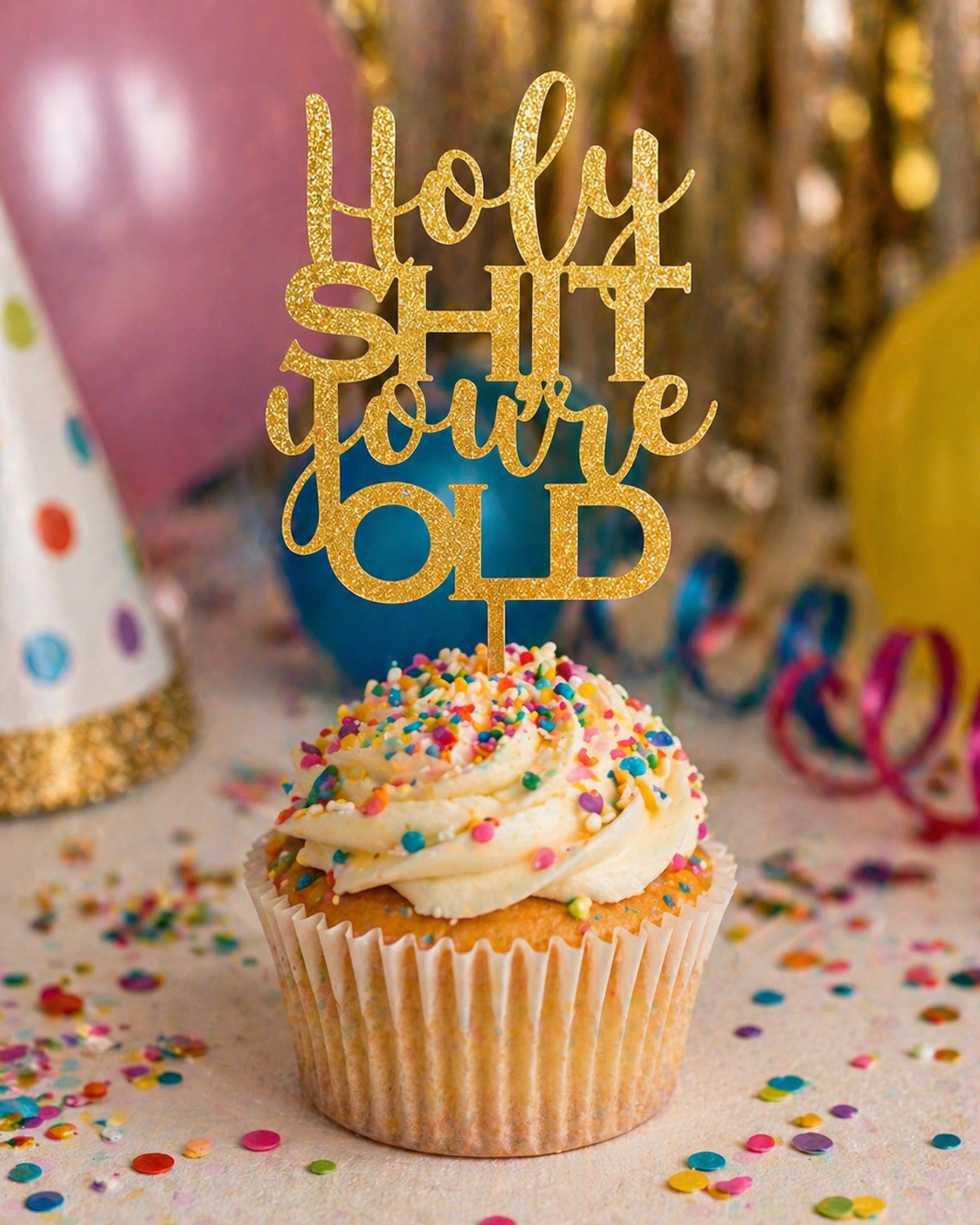 Holy Shit You're Old Cake Topper