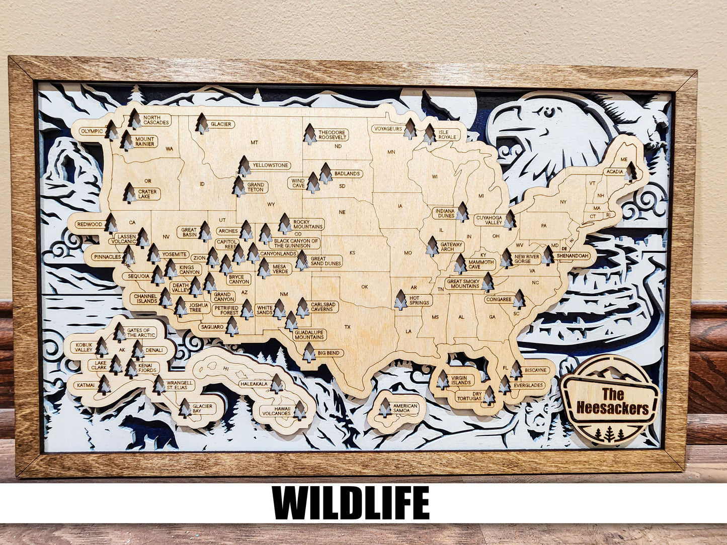 Handmade National Parks USA Map, Family Road Trip Tracker