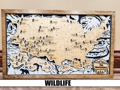 Handmade National Parks USA Map, Family Road Trip Tracker