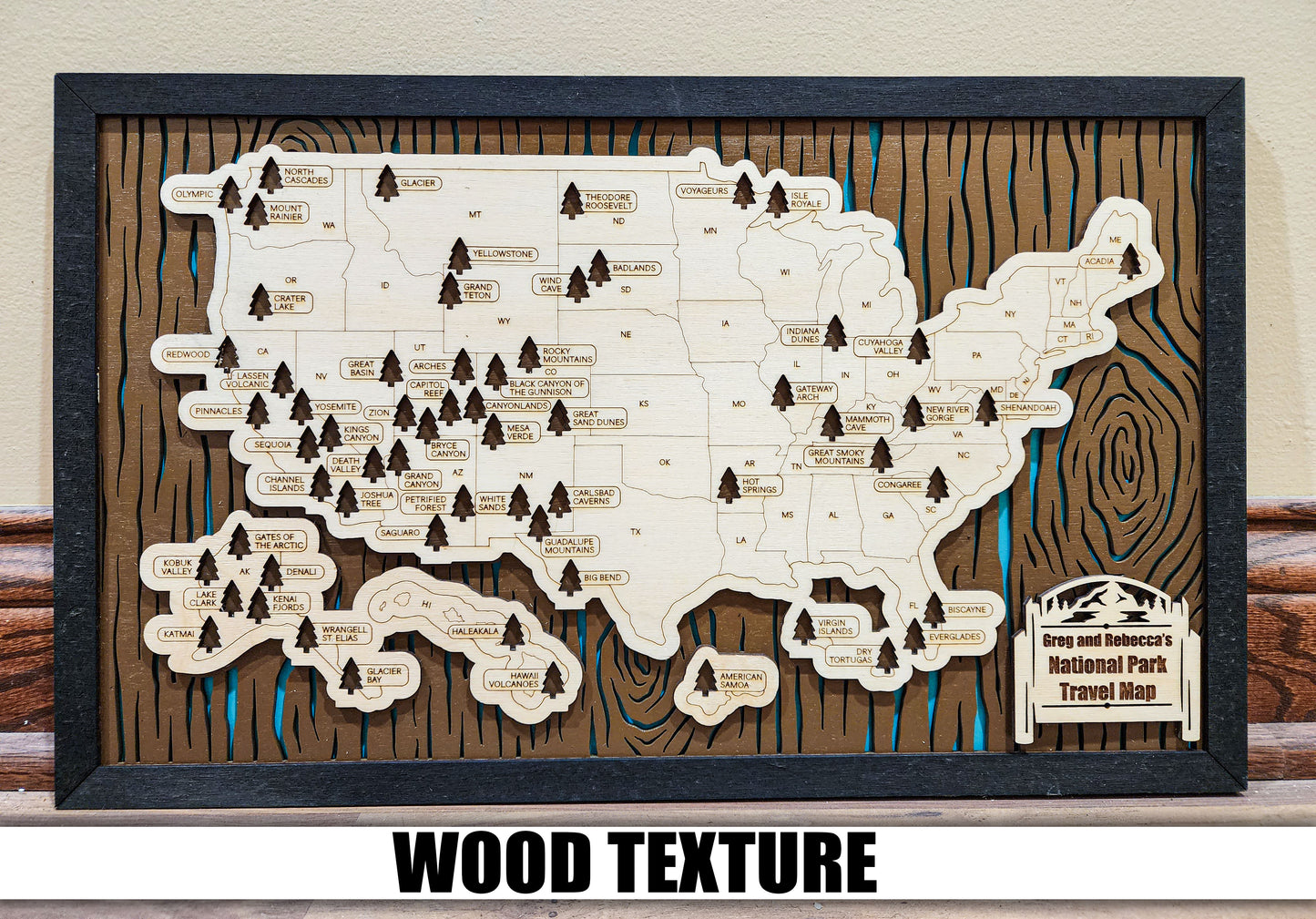 Handmade National Parks USA Map, Family Road Trip Tracker