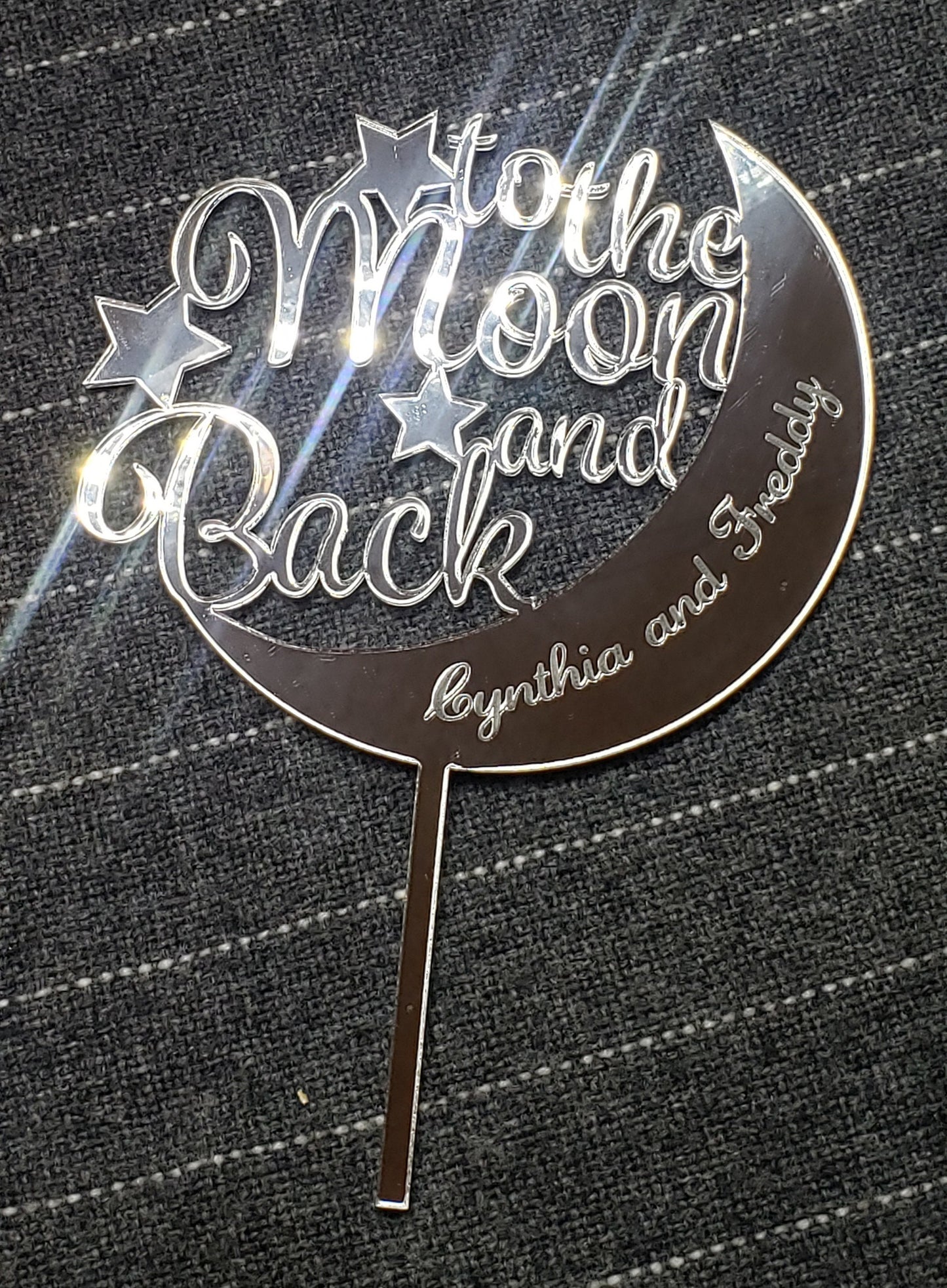 To The Moon and Back, Cake Topper for Wedding, Anniversary, Custom Cake Topper