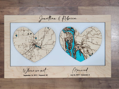 Where It All Began with 2 Maps, Where We Met & Where We Tied The Knot