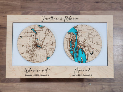 Where It All Began with 2 Maps, Where We Met & Where We Tied The Knot