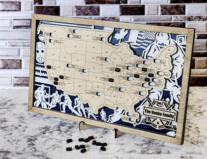 Custom NHL Hockey Stadium Map Tracker: Gift for Hockey Fan