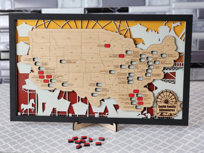Handmade USA Amusement Park Map: Roller Coaster Fan Gift
