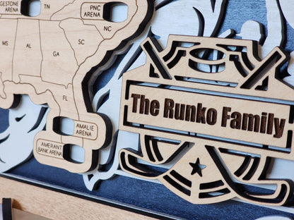Custom NHL Hockey Stadium Map Tracker: Gift for Hockey Fan