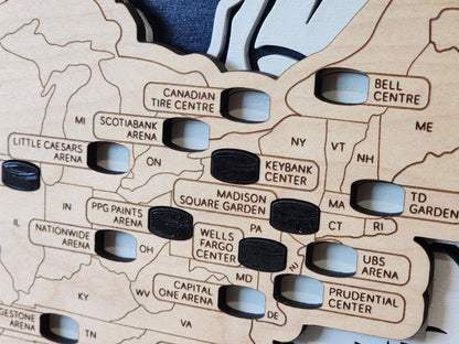 Custom NHL Hockey Stadium Map Tracker: Gift for Hockey Fan