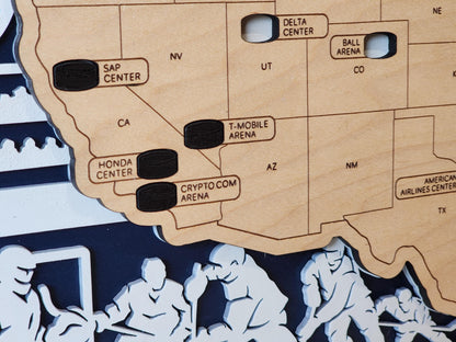 Custom NHL Hockey Stadium Map Tracker: Gift for Hockey Fan