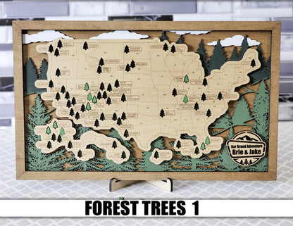 Handmade National Parks USA Map, Family Road Trip Tracker