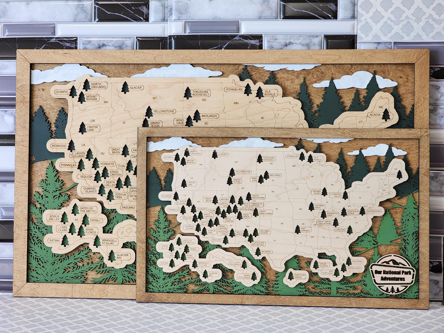 Handmade National Parks USA Map, Family Road Trip Tracker
