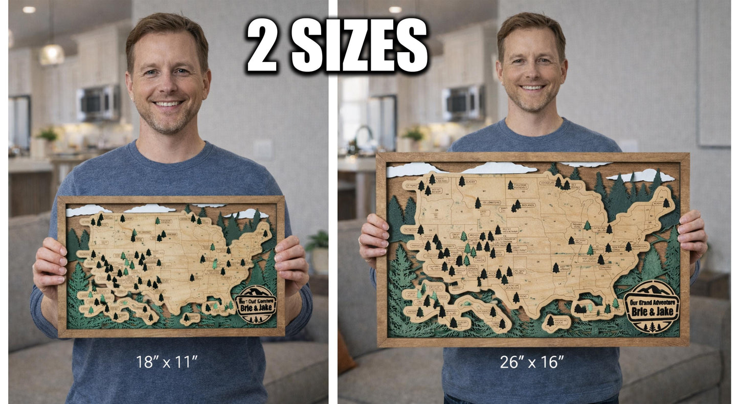 Handmade National Parks USA Map, Family Road Trip Tracker